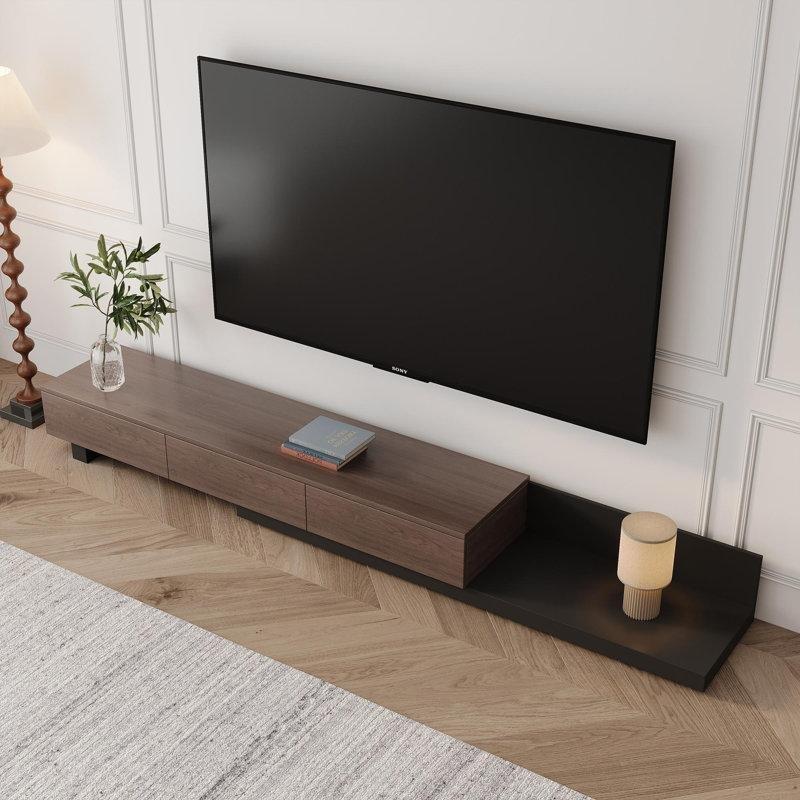 Genişletilebilir Antrasit TV Ünitesi 180-280 cm Üç Çekmeceli