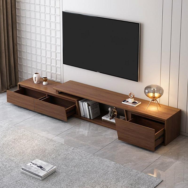 Genişletilebilir Ceviz Kaplı TV Ünitesi ve Yuvarlak Orta Sehpa Takımı - 79825