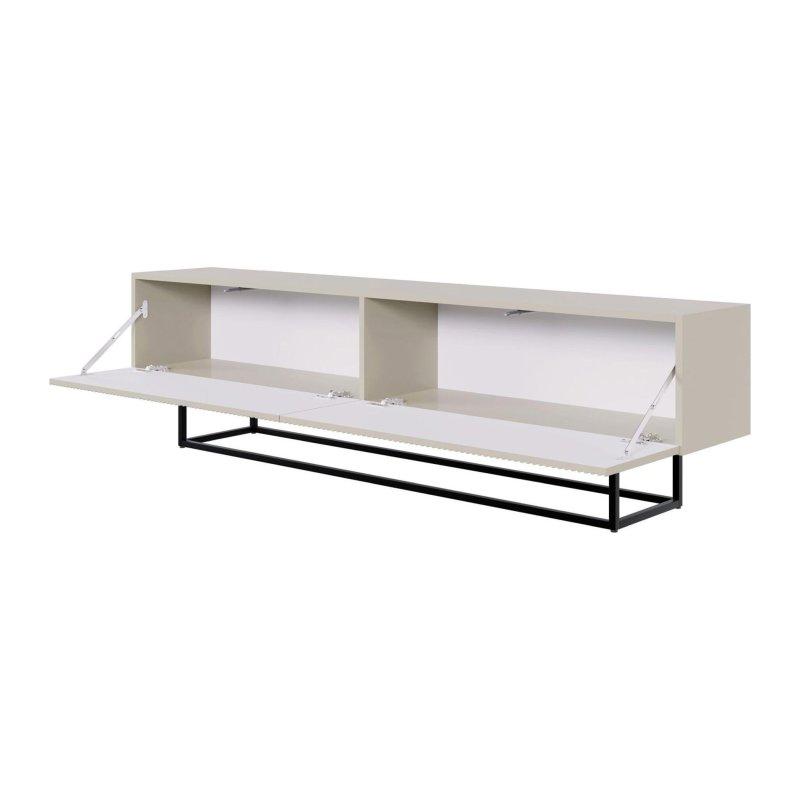 Gri Bej Çizgili Endüstriyel Metal Ayaklı TV Sehpası 175 cm