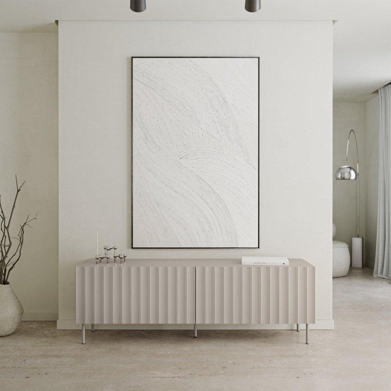 Gri Bej Çizgili MDF TV Ünitesi 160x53 cm - 79006