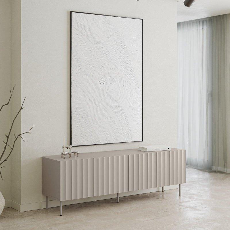 Gri Bej Çizgili MDF TV Ünitesi 160x53 cm - 79006