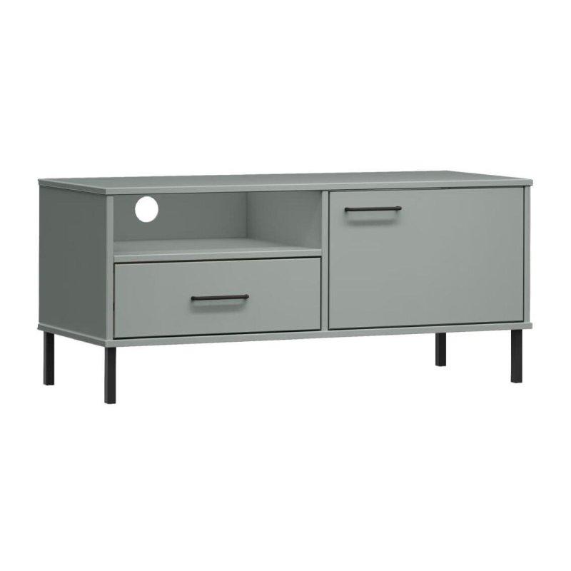 Gri Endüstriyel Ahşap Metal Ayaklı TV Sehpası