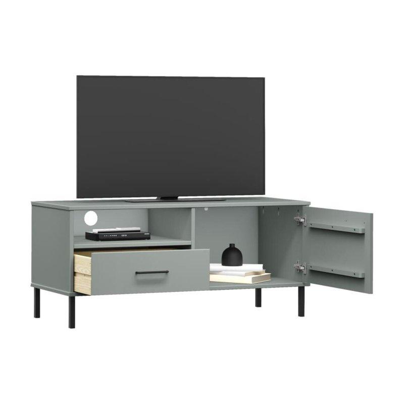 Gri Endüstriyel Ahşap Metal Ayaklı TV Sehpası
