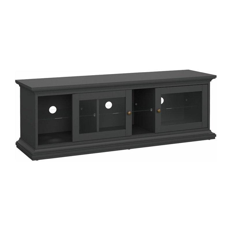 Gri Mat Camlı Modern TV Sehpası 150 cm