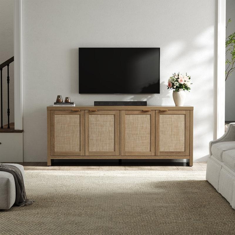 Hasırlı Dört Bölmeli Bohem TV Ünitesi 156x40x64 cm