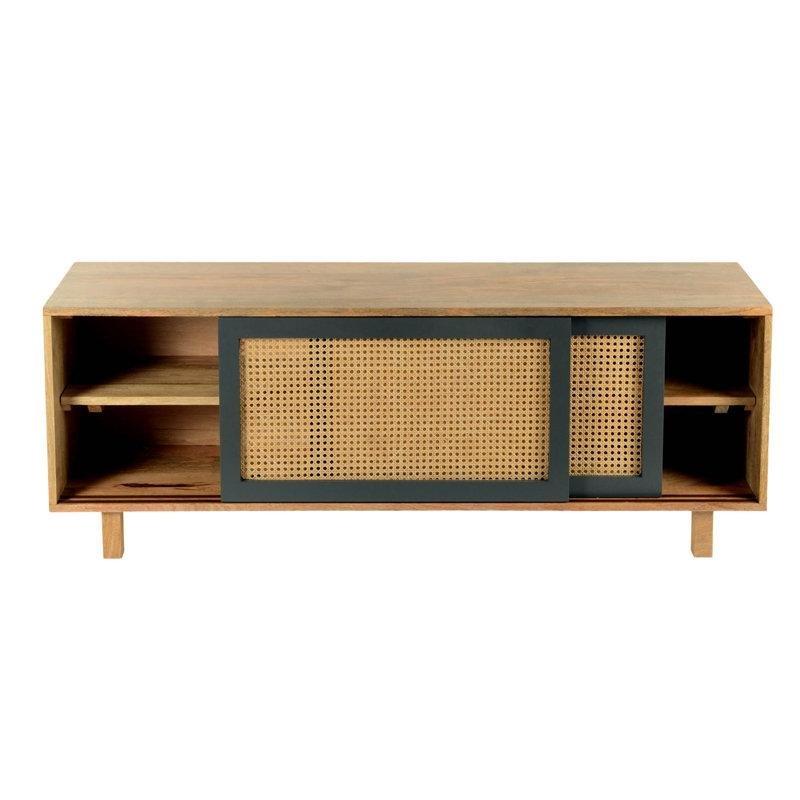 Hasırlı Sürgülü Kapılı Mango Ağacı TV Ünitesi 140x36x50 cm