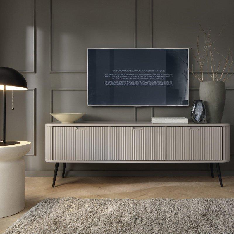 Kaşmir Renkli Dalgalı Desenli TV Ünitesi 168x56 cm Siyah Metal Ayaklı - 79102