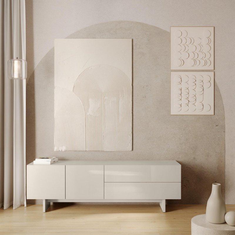 Kaşmir Renkli Parlak Yüzeyli İskandinav TV Ünitesi 160x50 cm - 78913