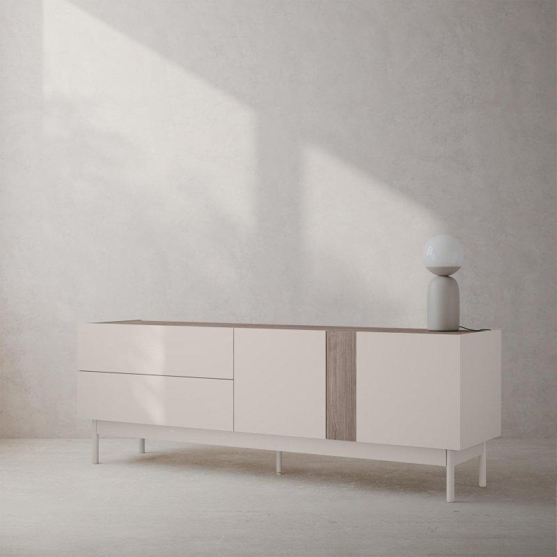 Kaşmir ve Ceviz Renkli İki Kapılı İskandinav TV Ünitesi 160x56 cm - 78910