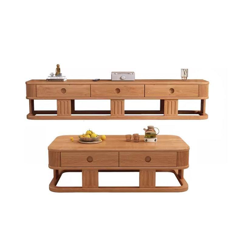 Kauçuk Ağacı Ahşaptan Yapılmış TV Ünitesi ve Orta Sehpa Takımı - 79750