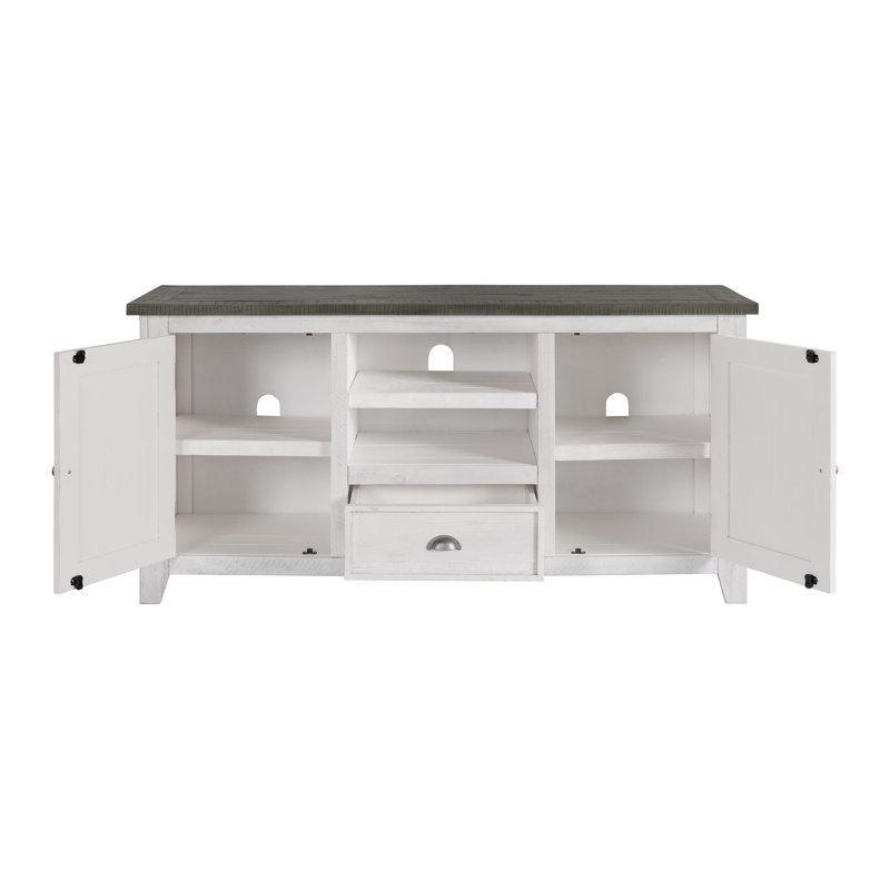 Kıyı Tarzı Açık Beyaz Masif Ahşap TV Ünitesi 152x75x50 cm - 78268