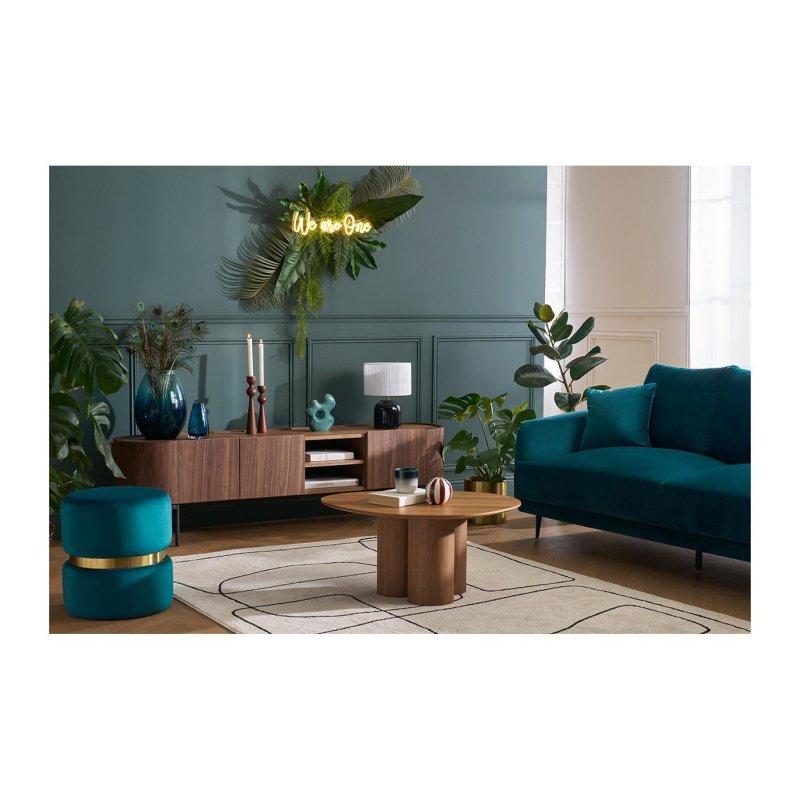 Koyu Ceviz Ahşap ve Siyah Metal TV Sehpası 180 cm