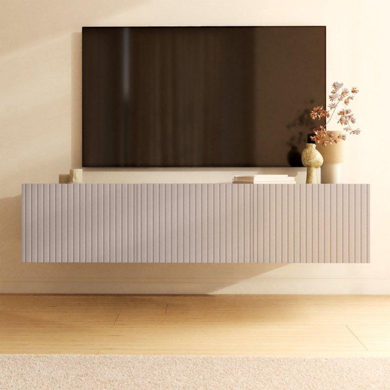 Krem Renkli Üç Kapılı Rifleli TV Ünitesi 150x35 cm - 78961