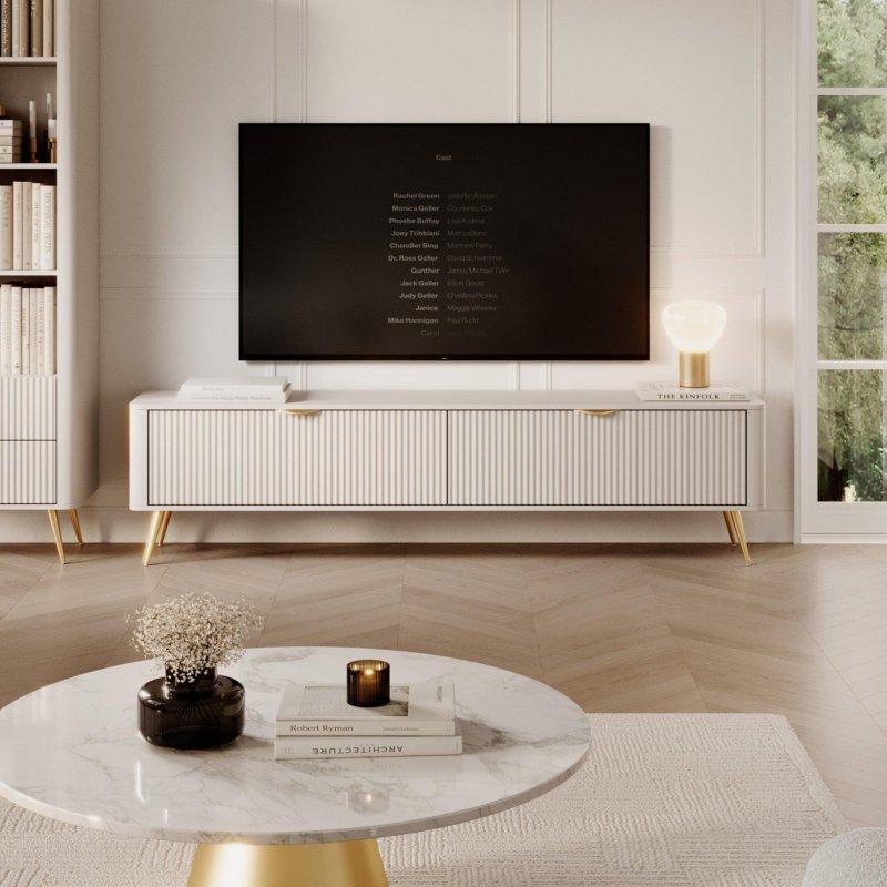 Kum Beji Renkli Satın Altın Ayaklı 200 cm TV Ünitesi - 79096