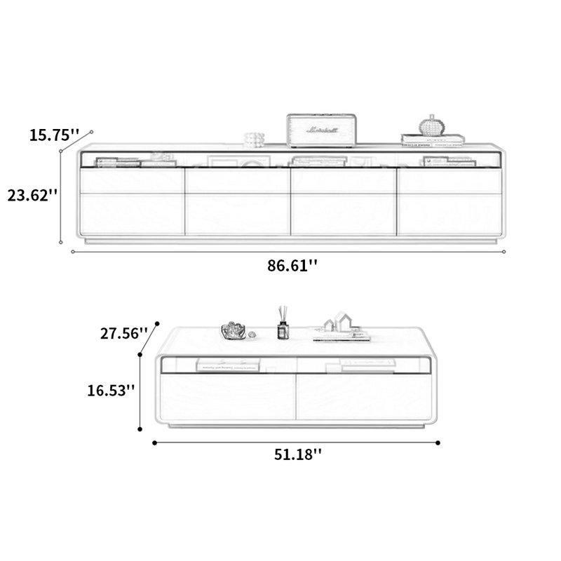 Kutuluk Ahşap TV Ünitesi ve Orta Sehpa Takımı 180x40 cm - 79693