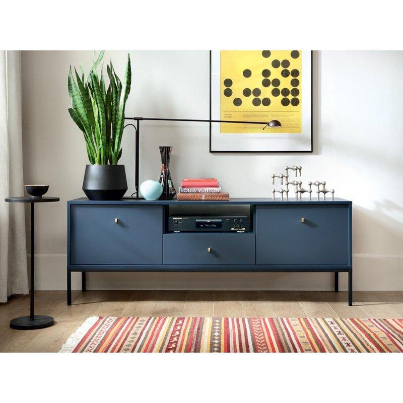 Lacivert Endüstriyel Metal Çerçeveli TV Sehpası 154 cm