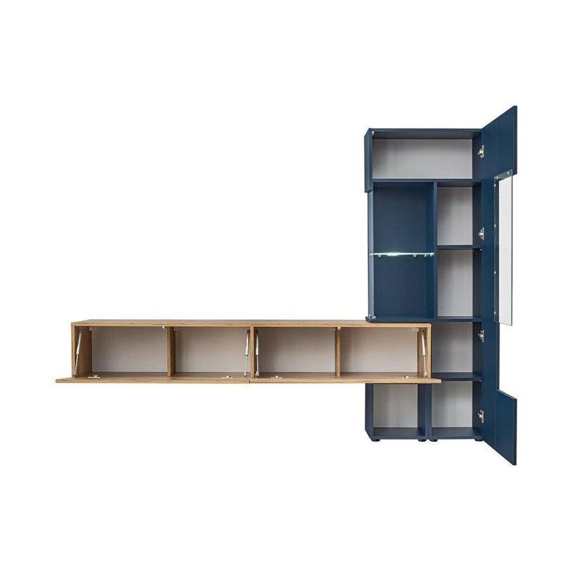 Lacivert ve Meşe Detaylı Modern TV Ünitesi 210 cm
