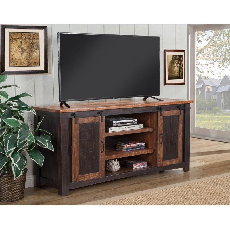Masif Çam Ahşap Kırsal Tasarımlı TV Ünitesi 165x48x89 cm - 80032