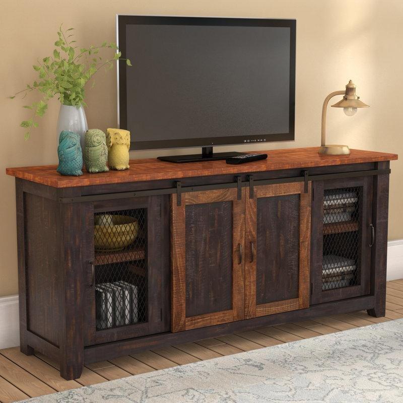 Masif Çam Ahşap Kırsal Tasarımlı TV Ünitesi 165x48x89 cm - 80032