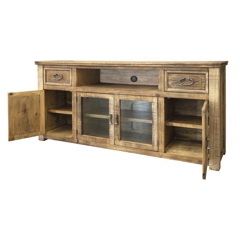 Masif Çam ve Endüstriyel Ahşap Rustik TV Ünitesi 45 cm Derinlik - 79147