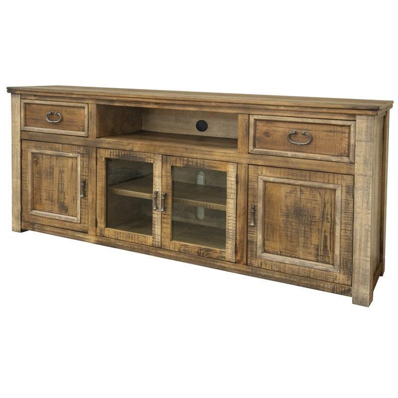 Masif Çam ve Endüstriyel Ahşap Rustik TV Ünitesi 45 cm Derinlik - 79147