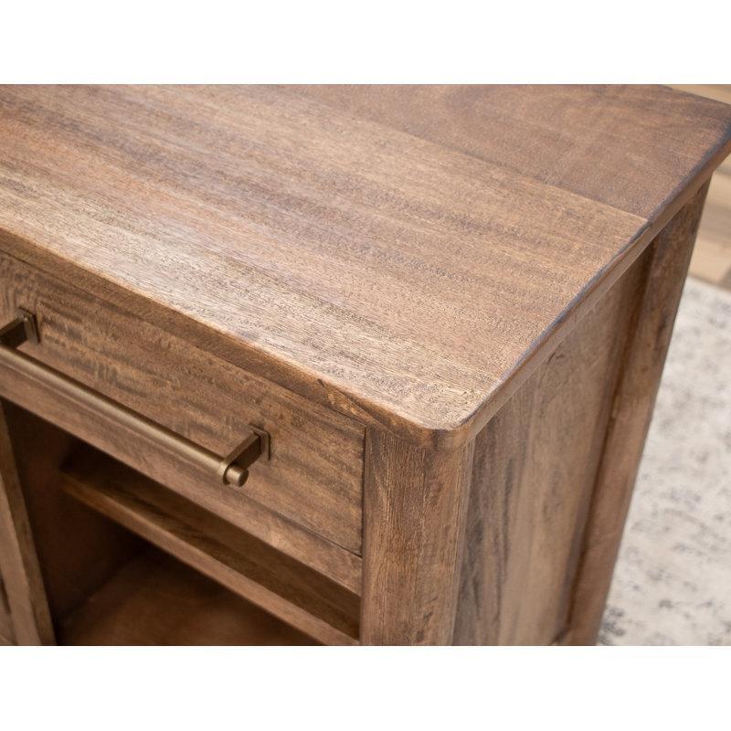 Masif Mango Ağacı TV Ünitesi 178 cm Genişlik Çekmeceli Cam Kapılı - 78337