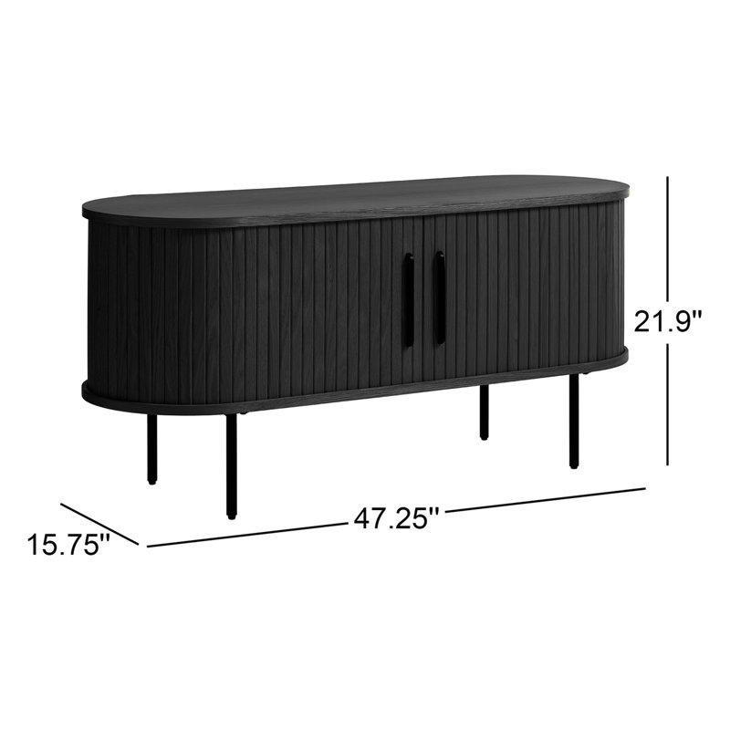 Masif Meşe Ahşap Siyah Mini TV Ünitesi 120 cm - 80236