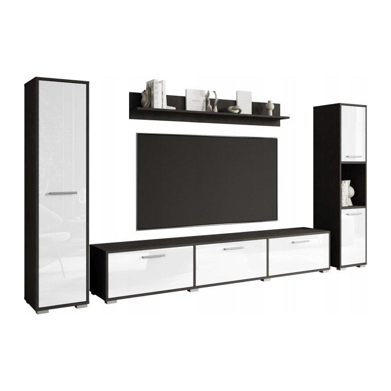 Mat Gövdeli Parlak Beyaz Modern TV Ünitesi 240 cm