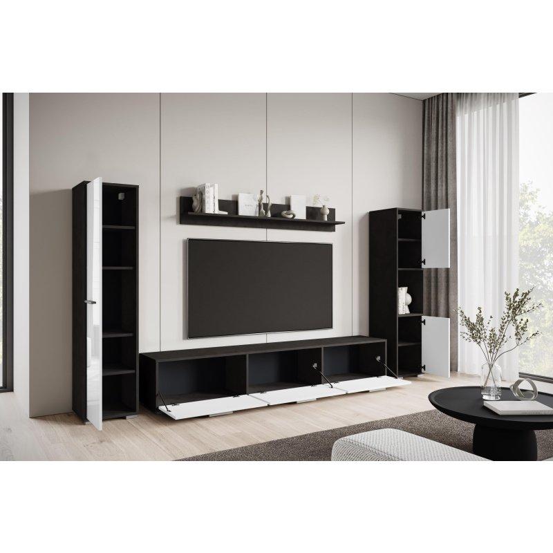 Mat Gövdeli Parlak Beyaz Modern TV Ünitesi 240 cm