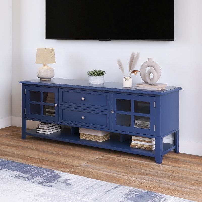 Mavi Endüstriyel Ahşap TV Ünitesi 150x40x55 cm - 80302