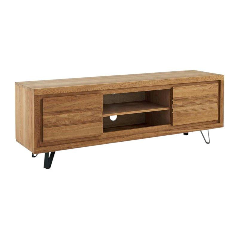 Meşe Ahşap Kaplamalı Modern TV Sehpası 160 cm