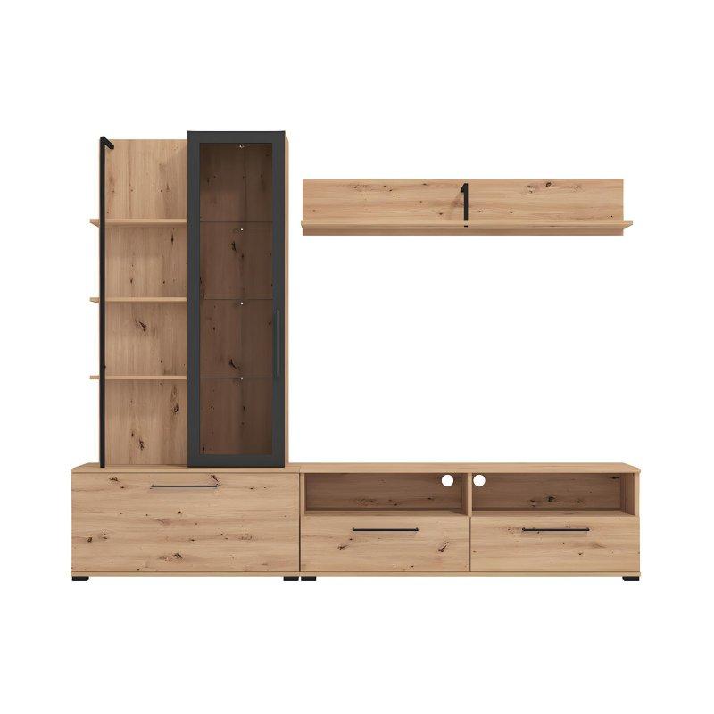 Meşe Dokulu Geniş Kapaklı Modern TV Ünitesi 229 cm