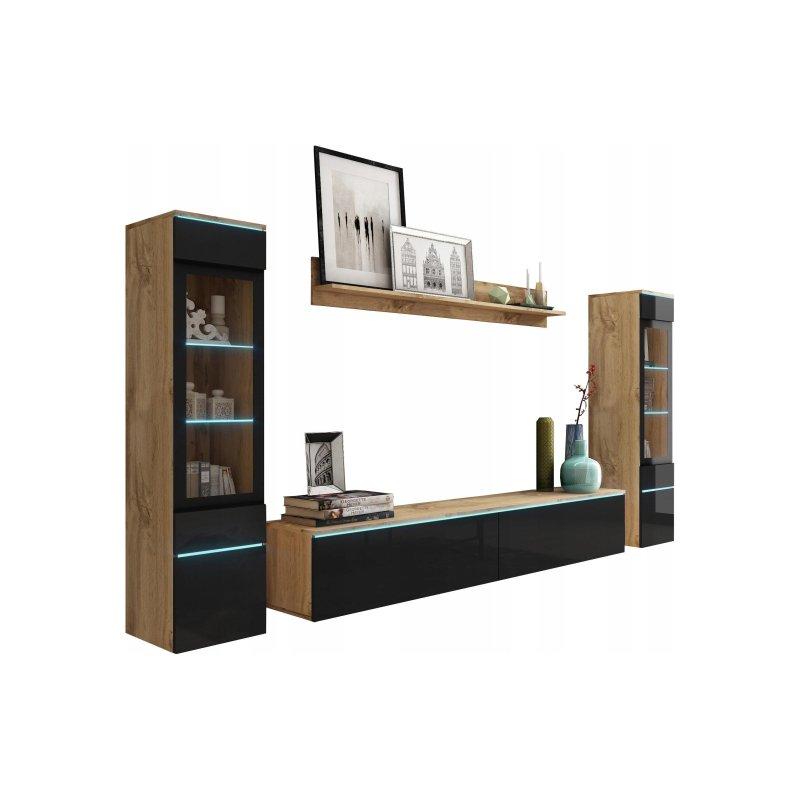 Meşe Dokulu Mat Antrasit Modern TV Ünitesi 240 cm