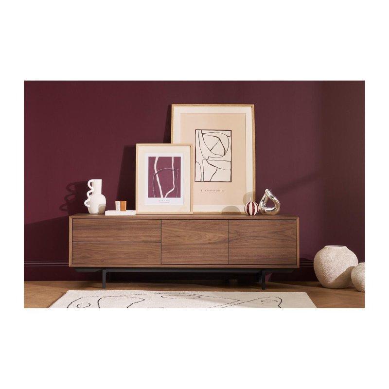 Meşe Kaplamalı Modern Metal Ayaklı TV Ünitesi 160 cm