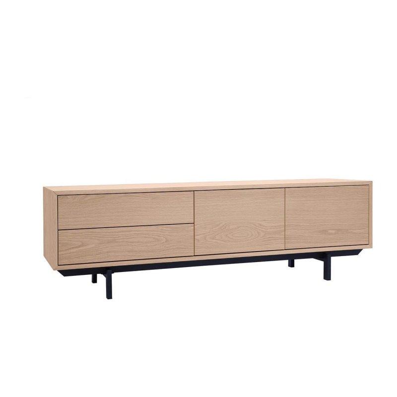 Meşe Kaplamalı Modern Metal Ayaklı TV Ünitesi 160 cm