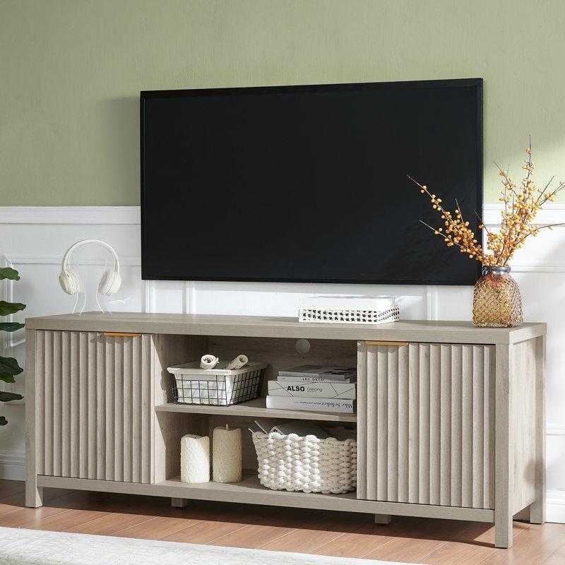 Meşe Renkli MDF TV Ünitesi 170 cm Depolama Kapasiteli