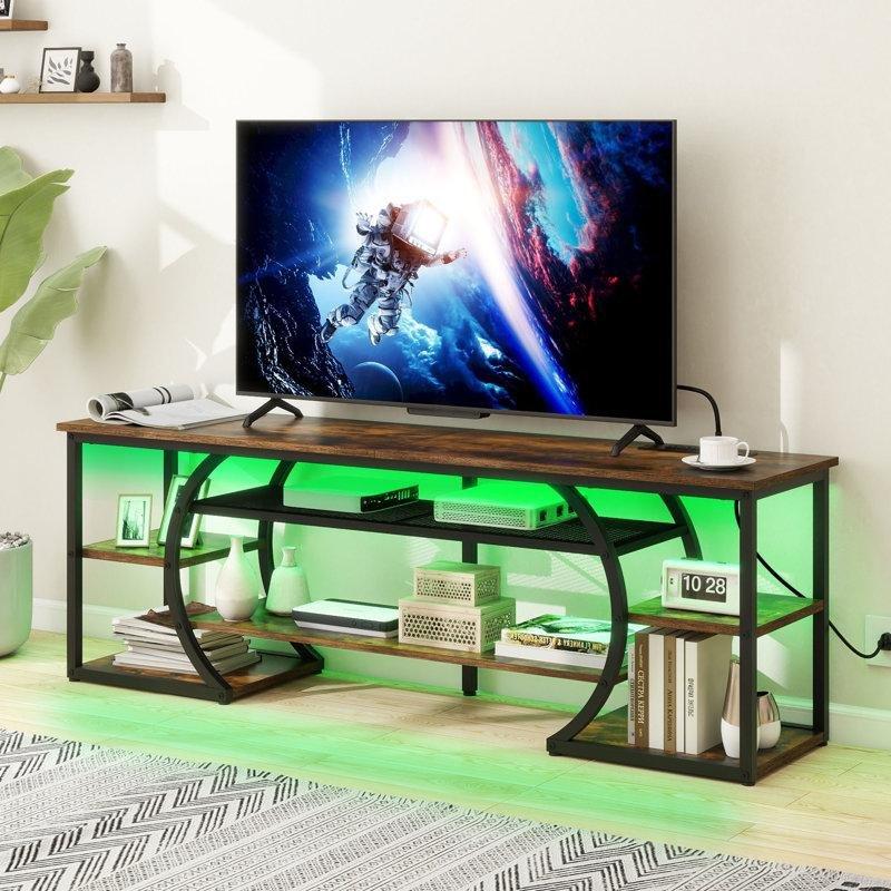 Metal Çerçeveli Endüstriyel Ahşap TV Ünitesi 160x33x55 cm - 78700
