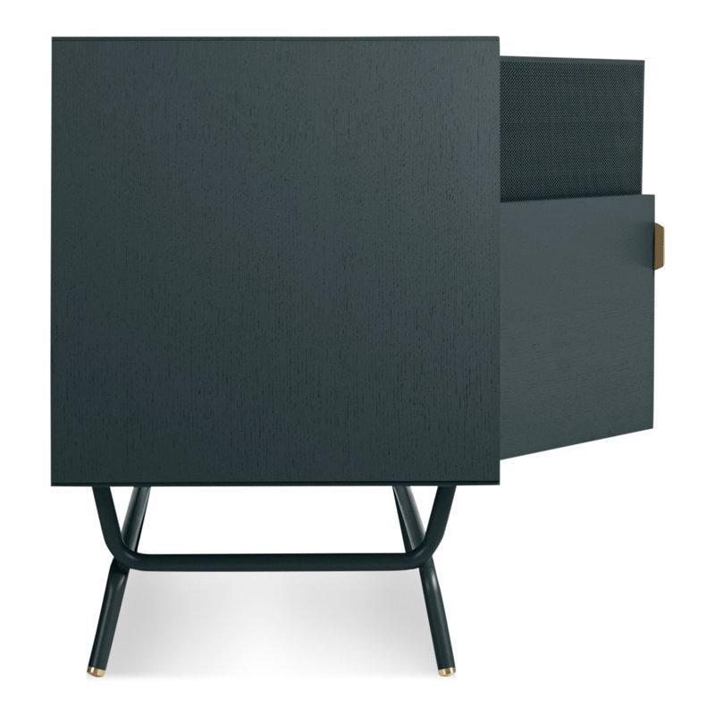Metal TV Ünitesi 107x51x74 cm Antrasit Çelik Kapılı Orta Yüzyıl Tasarımı - 78673