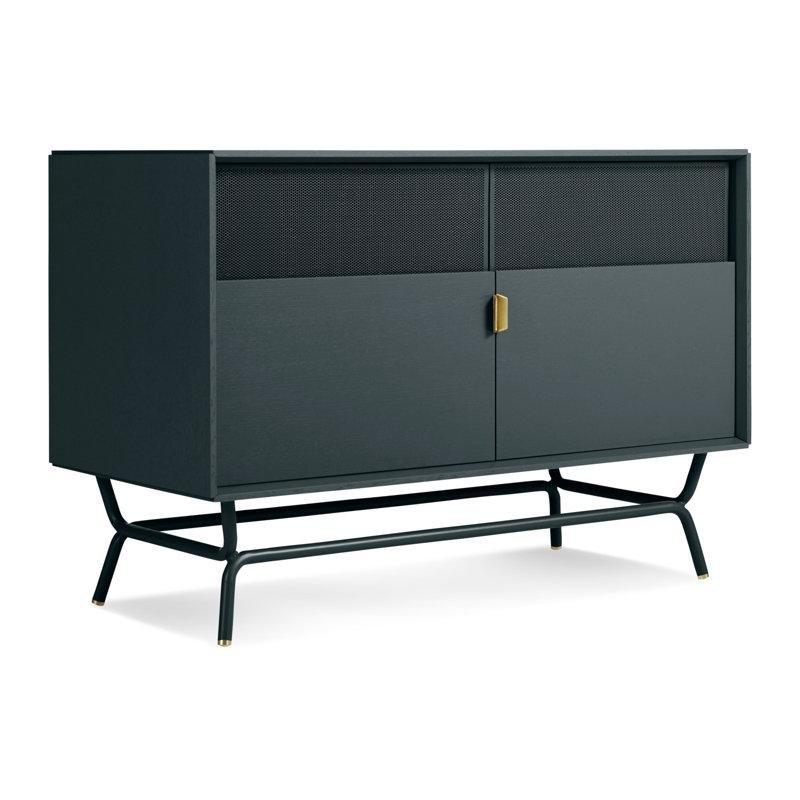 Metal TV Ünitesi 107x51x74 cm Antrasit Çelik Kapılı Orta Yüzyıl Tasarımı - 78673