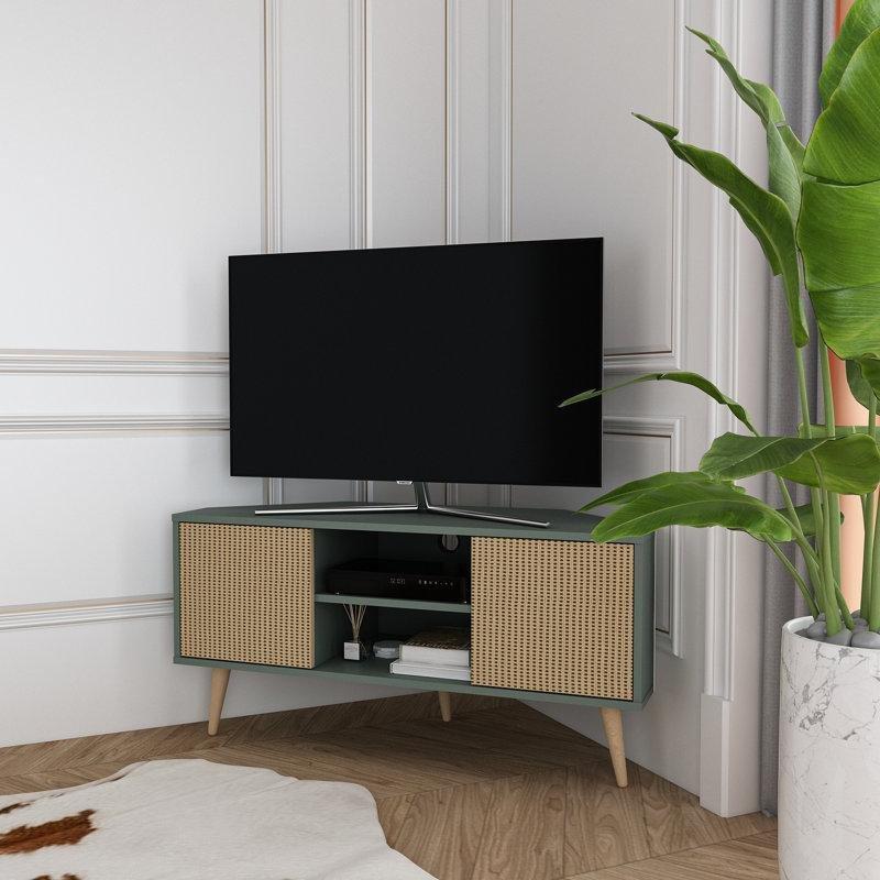Minimalist Tasarımlı Köşe TV Ünitesi 120x45x60 cm Açık Ahşap
