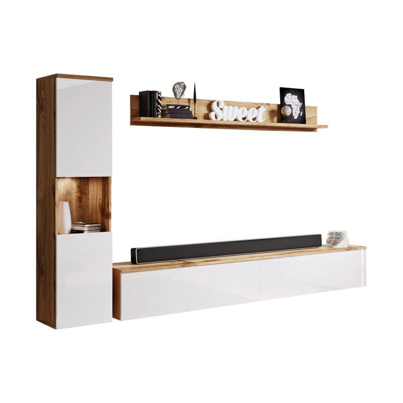 Modern Ahşap Beyaz Mat TV Ünitesi Seti 210 cm
