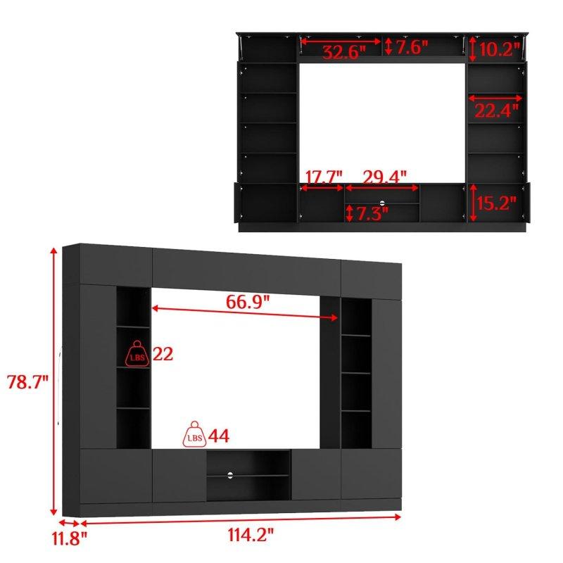 Modern Antrasit Gri LED Aydınlatmalı Geniş TV Ünitesi 180 cm