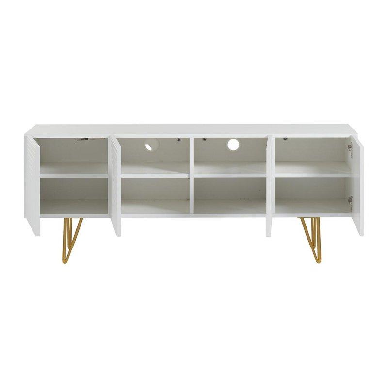 Modern Beyaz Altın Ayaklı TV Sehpası 140 cm