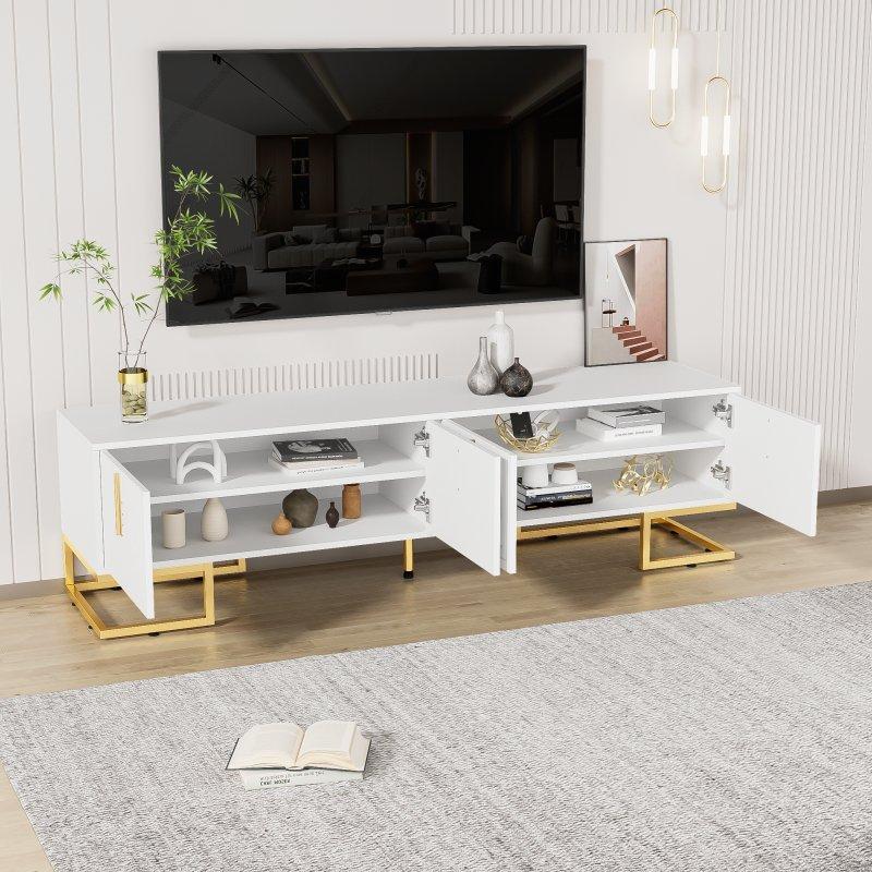 Modern Beyaz Altın Detaylı 170 cm TV Sehpası