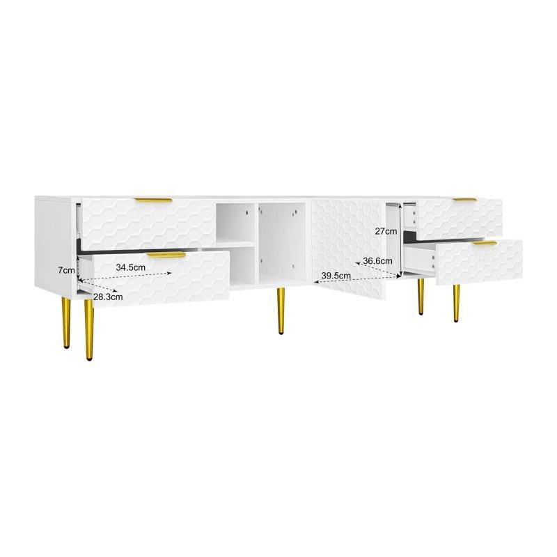 Modern Beyaz Altın Detaylı 170 cm TV Sehpası - Tasarım 18
