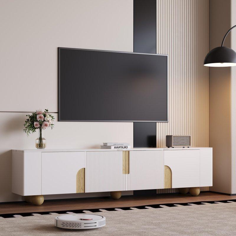 Modern Beyaz Altın Detaylı 180 cm TV Sehpası