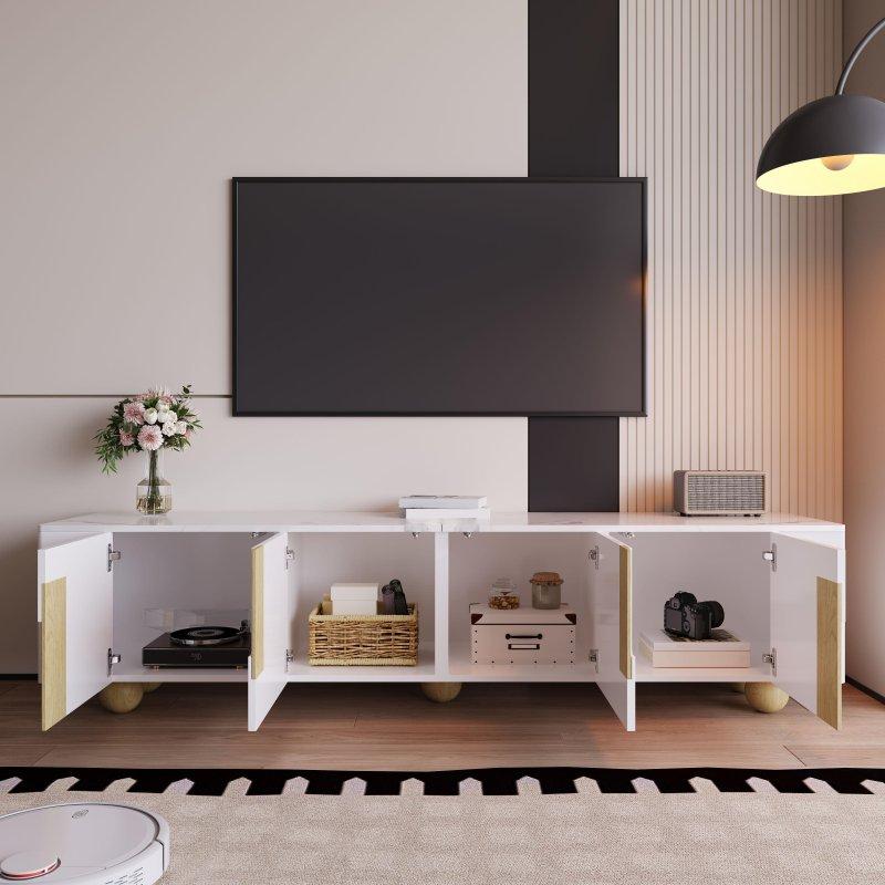Modern Beyaz Altın Detaylı 180 cm TV Sehpası