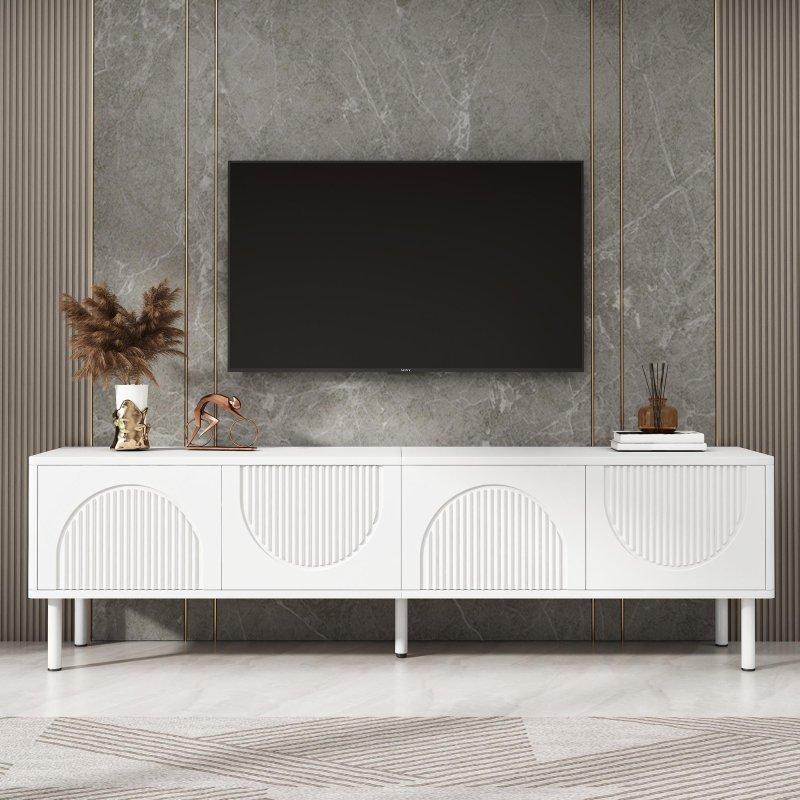Modern Beyaz Çizgili 180 cm TV Sehpası - Tasarım 18