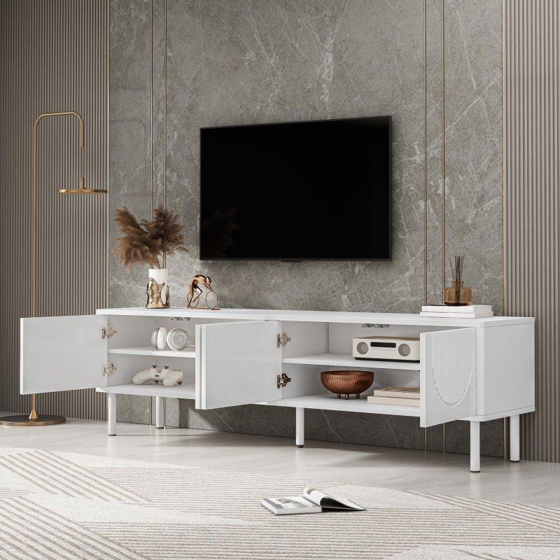 Modern Beyaz Çizgili 180 cm TV Sehpası - Tasarım 18