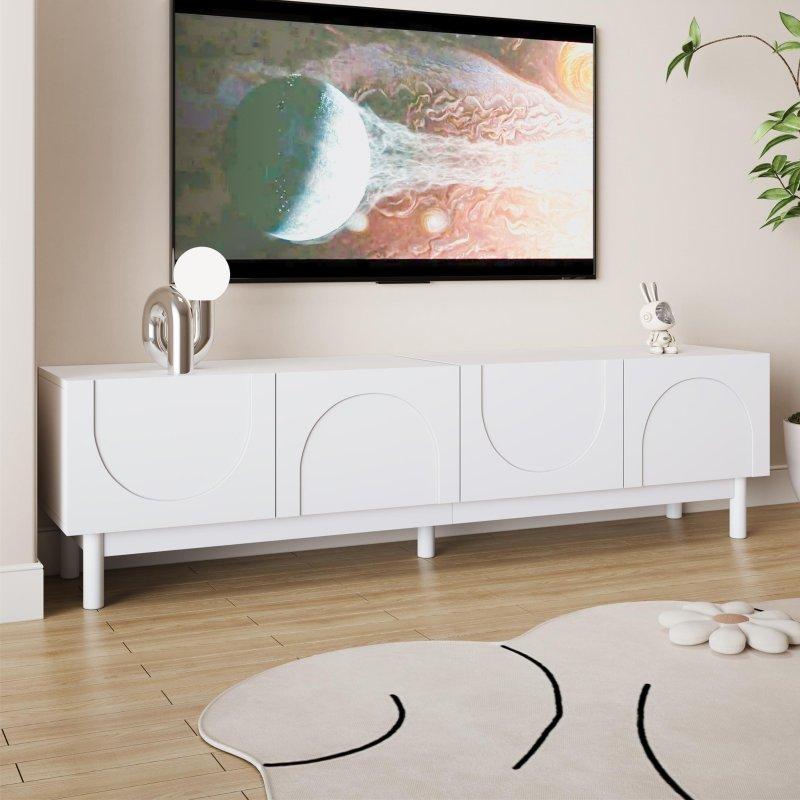 Modern Beyaz Dalgalı Kapılı TV Ünitesi 169 cm